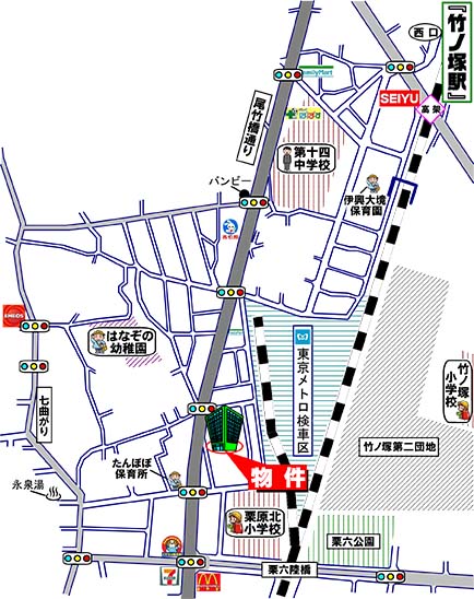 バームステージ竹の塚・足立区西竹の塚1-3-10・周辺MAP
