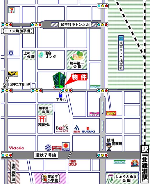 クレストコート北綾瀬Ⅱ・足立区加平3-11-13・中古マンション・周辺MAP