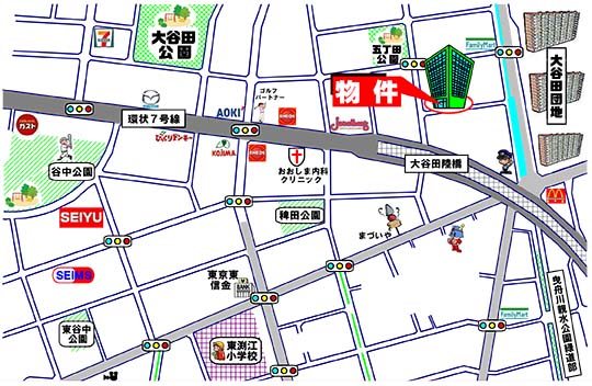コスモ亀有サウスコート・足立区大谷田3-5-22・中古マンション・周辺MAP