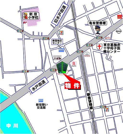 グリーンパーク金町Ⅱ・葛飾区新宿1-22-6・中古マンション・周辺MAP