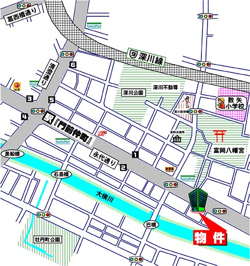 ニックハイム八幡・江東区富岡1-25-4・中古マンション・周辺MAP