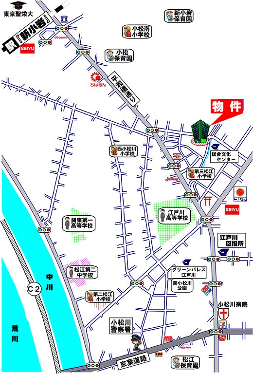 中古マンション・ナイスステージ新小岩親水公園・江戸川区中央4-5-15・周辺MAP