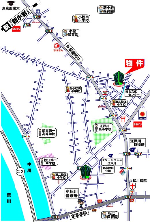 中古マンション・ナイスステージ新小岩親水公園・江戸川区中央4-5-15・周辺MAP