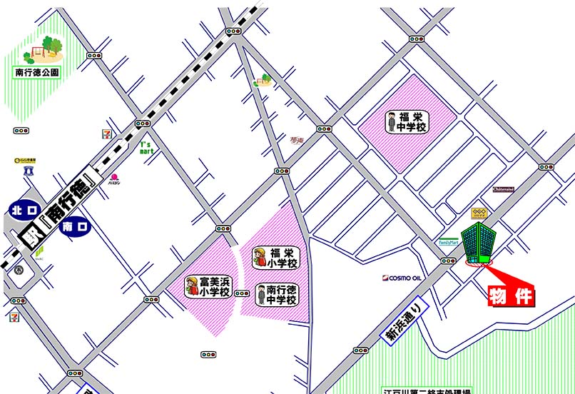 ローズガーデン南行徳六番館・市川市福栄4丁目・中古マンション・周辺MAP