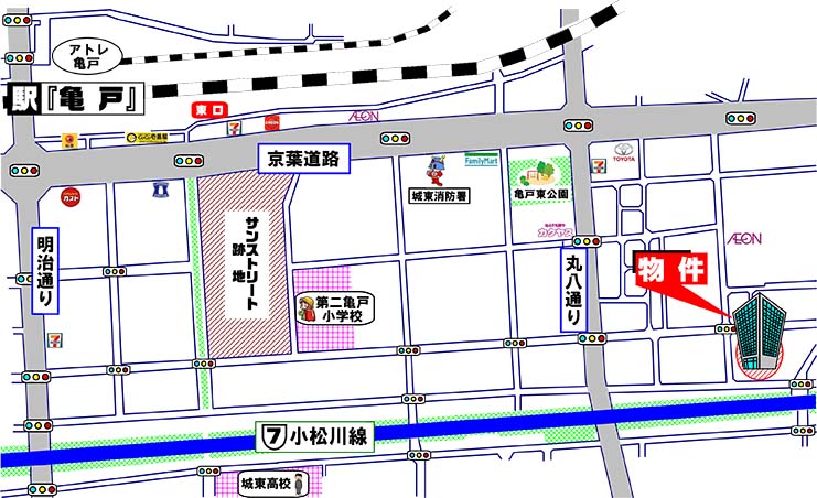セザール亀戸・江東区亀戸7-61-6・中古マンション・周辺MAP