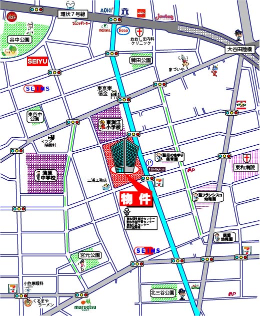 足立区東和3丁目・トーキョーガーデンスイート・中古マンション・周辺MAP