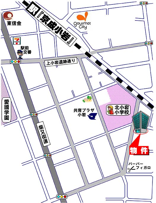 ダイアパレス京成小岩・中古マンション・江戸川区北小岩2丁目・周辺MAP