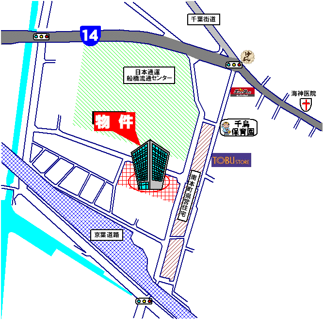 デュオヒルズ船橋・中古マンション・船橋市海神町3丁目・周辺MAP