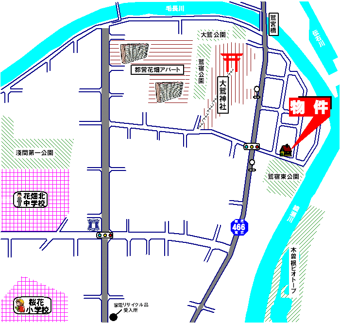 足立区花畑7丁目・建築条件無し売地・周辺MAP