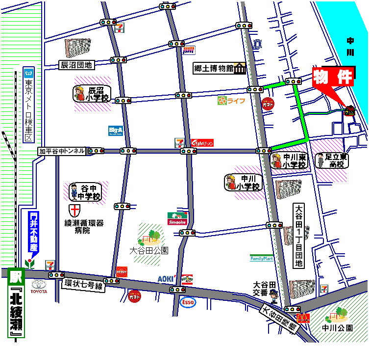 足立区大谷田2丁目・新築一戸建・周辺MAP