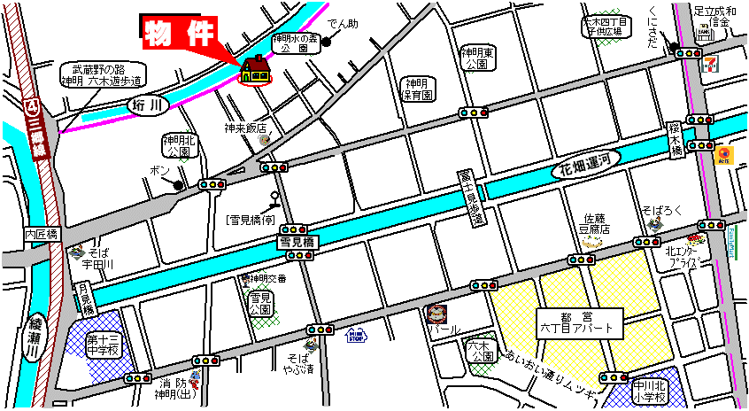 足立区神明3丁目・中古戸建・周辺MAP